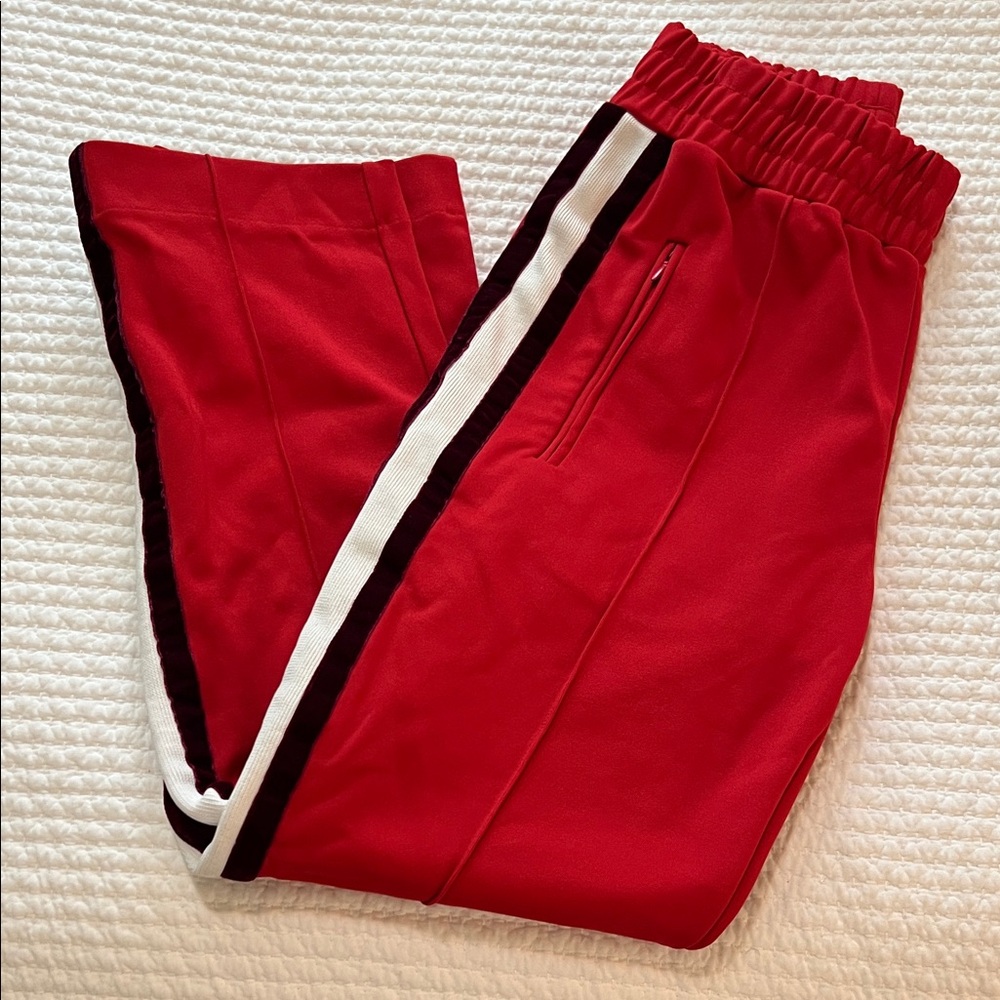 Sandro Joggers Track Pants with Velvet Side Stripe in Red - 2